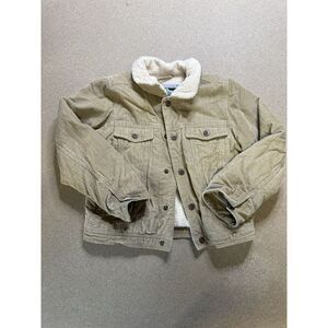 90s L.L. Bean‎ Kids Jacket Corduroy Collar Khaki Size L 6x/7  VTG